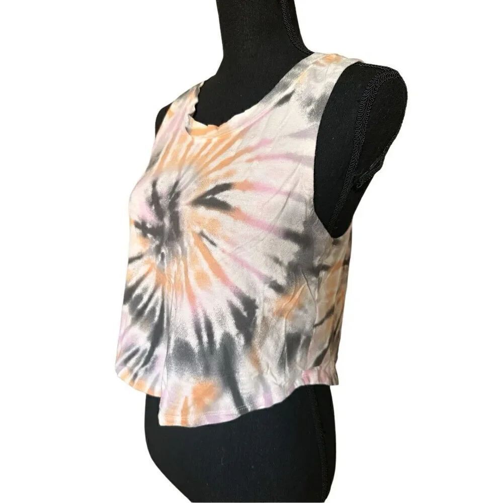 So Cropped Twist Back Tie-Dyed Tank Sz Medium